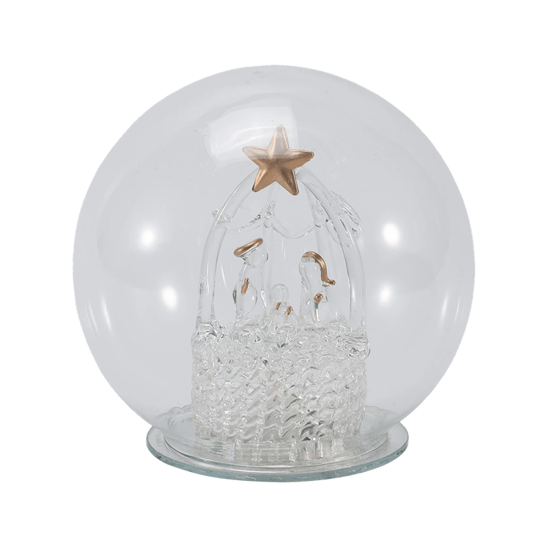 Cloche de vidro festivo e globo de luz (estilos anjo/presépio/árvore de natal/floresta de cervos)