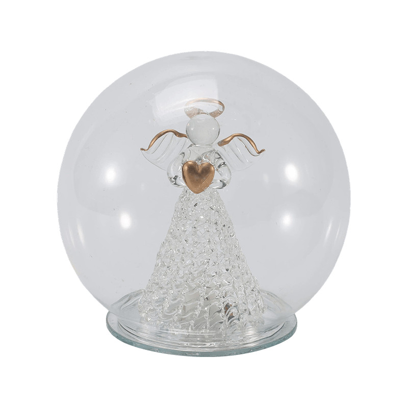 Cloche de vidro festivo e globo de luz (estilos anjo/presépio/árvore de natal/floresta de cervos)