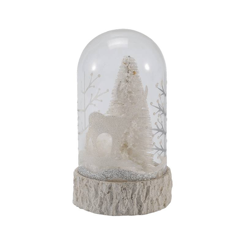 Cloche de vidro festivo e globo de luz (estilos anjo/presépio/árvore de natal/floresta de cervos)