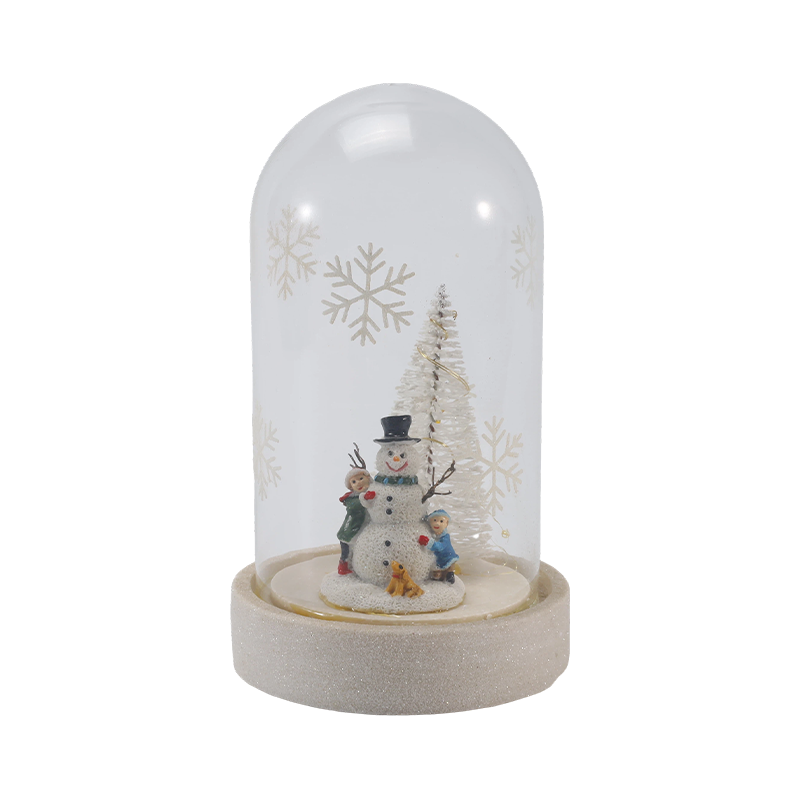 Cloche de vidro festivo e luz de garrafa (cena de boneco de neve / pinheiro / estilos de árvore de Natal)