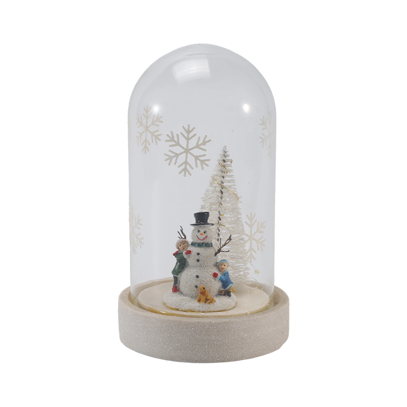 Cloche de vidro festivo e luz de garrafa (cena de boneco de neve / pinheiro / estilos de árvore de Natal)