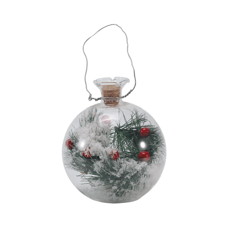 Cloche de vidro festivo e luz de garrafa (cena de boneco de neve / pinheiro / estilos de árvore de Natal)