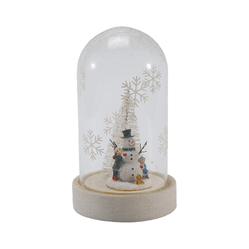 Cloche de vidro festivo e luz de garrafa (cena de boneco de neve / pinheiro / estilos de árvore de Natal)
