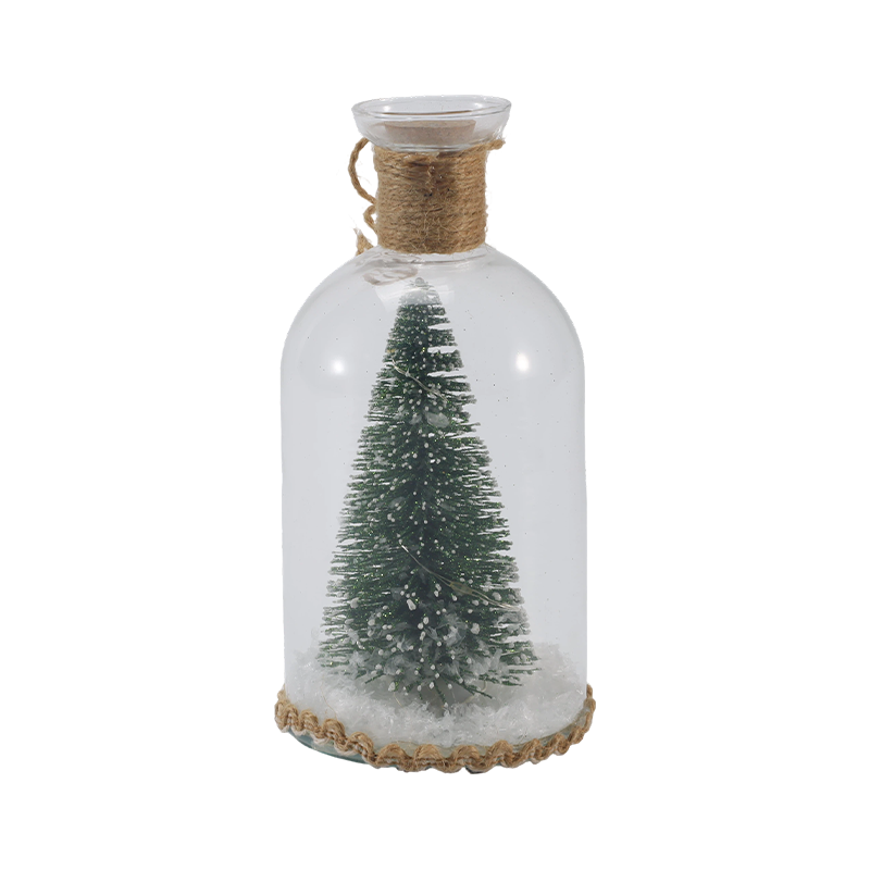 Cloche de vidro festivo e luz de garrafa (cena de boneco de neve / pinheiro / estilos de árvore de Natal)