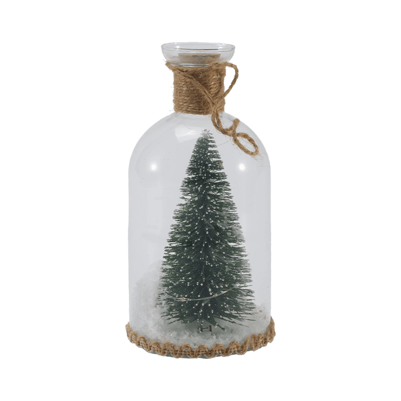 Cloche de vidro festivo e luz de garrafa (cena de boneco de neve / pinheiro / estilos de árvore de Natal)