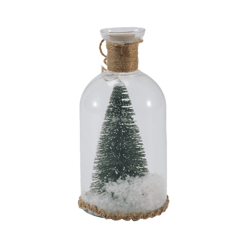 Cloche de vidro festivo e luz de garrafa (cena de boneco de neve / pinheiro / estilos de árvore de Natal)