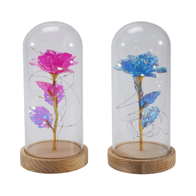 Luz Cloche de vidro Galaxy Rose (com/sem ursinho de pelúcia, várias cores)