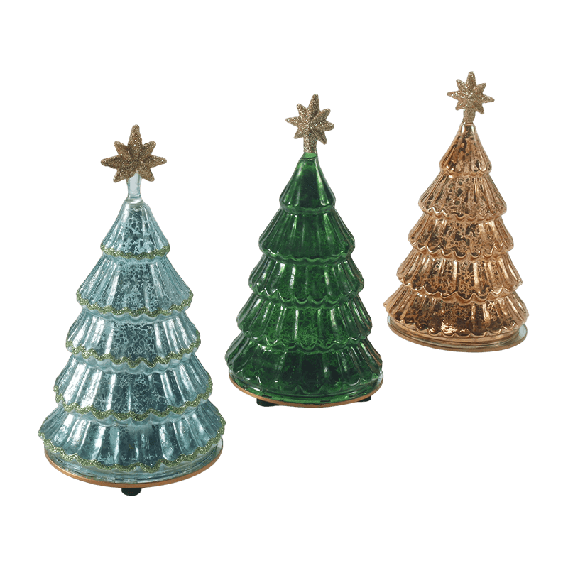 Luz de árvore de Natal em camadas de vidro mercúrio vintage 10 * 20 cm