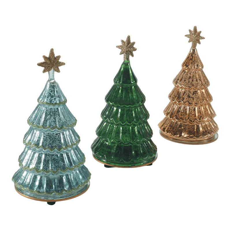 Luz de árvore de Natal em camadas de vidro mercúrio vintage 10 * 20 cm