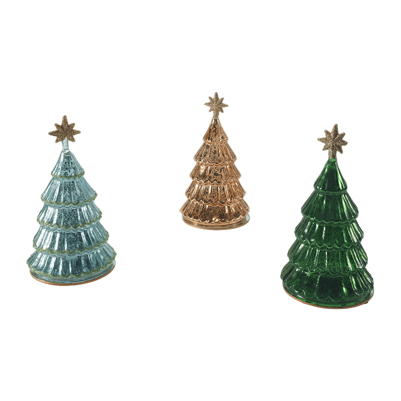 Luz de árvore de Natal em camadas de vidro mercúrio vintage 10 * 20 cm