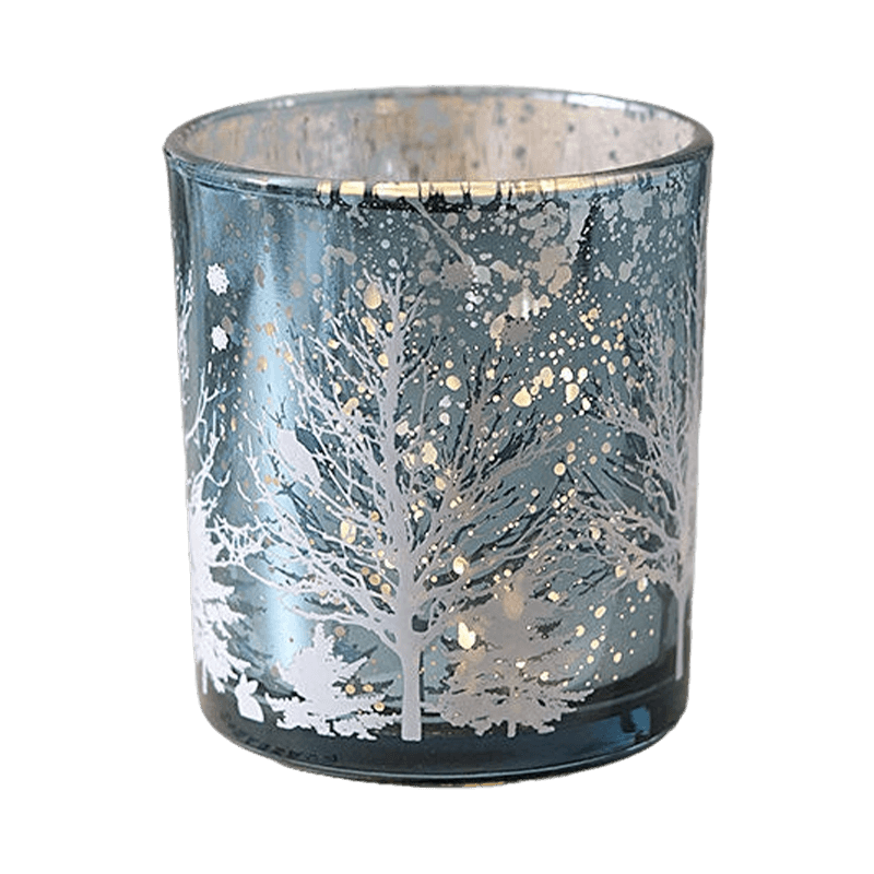 8*9cm galvanizado esculpido vidro castiçal titular copo decoração festiva edição