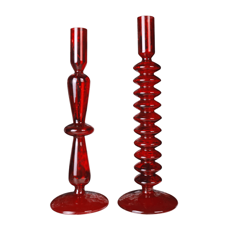 Castiçal de vidro soprado à mão de 18 cm, decoração de mesa para férias