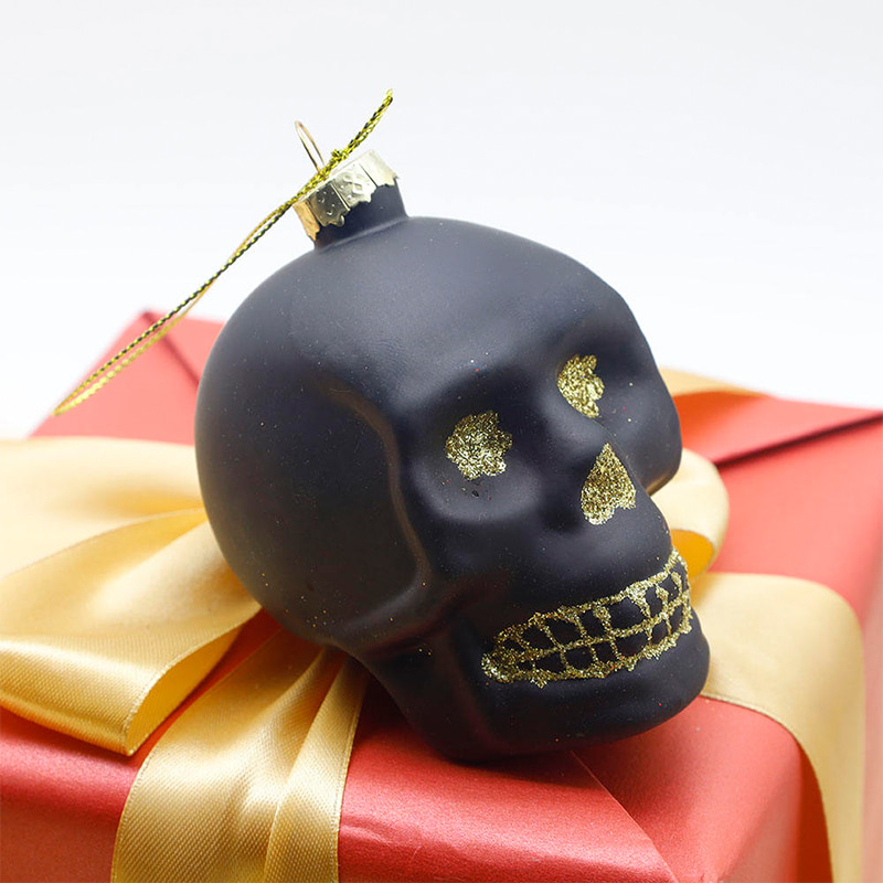 Conjunto de ornamento de caveira de vidro de Halloween de 8 * 9 cm