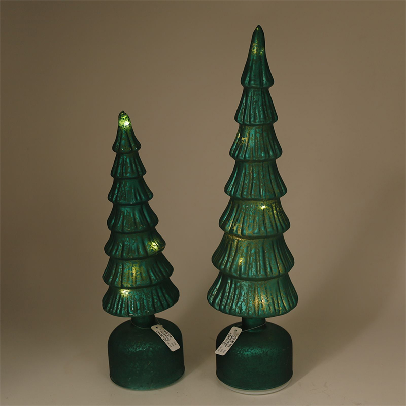 Ornamento decorativo de árvore de Natal iluminado por LED de vidro 10×25/10×30