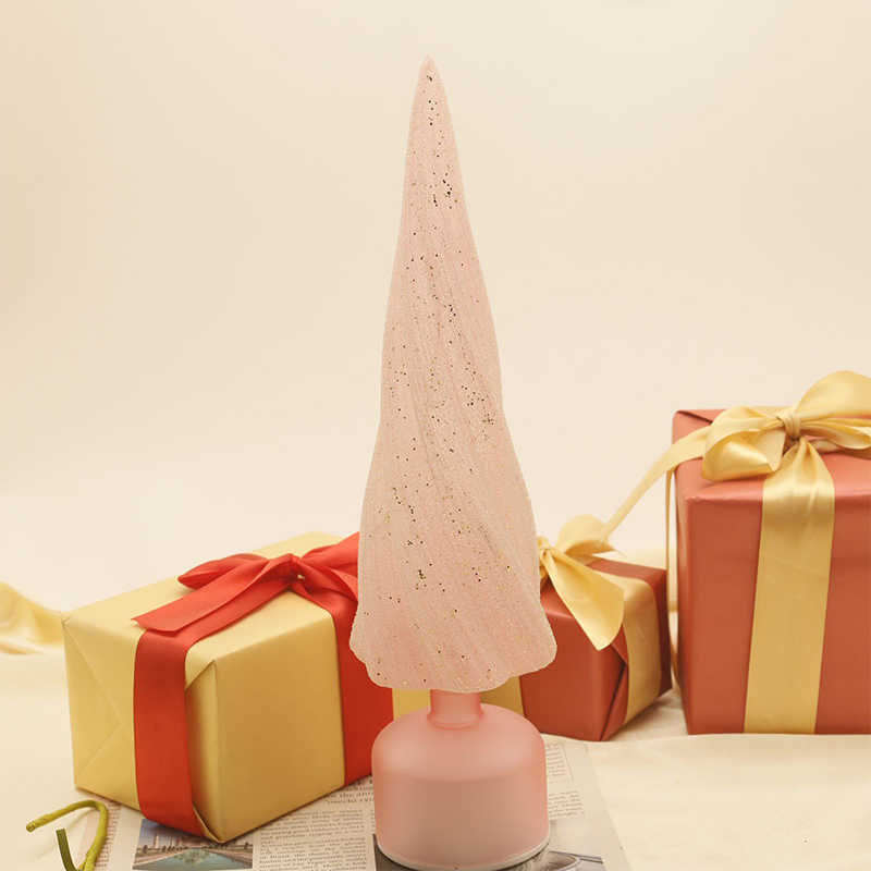 Árvore de Natal festiva de vidro giratória com tamanhos de 10 × 33 cm e 10 × 38 cm com luzes LED