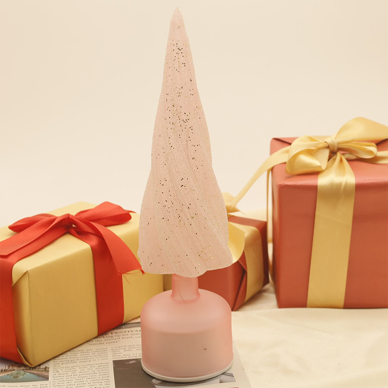 Árvore de Natal festiva de vidro giratória com tamanhos de 10 × 33 cm e 10 × 38 cm com luzes LED