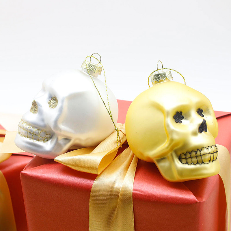 Conjunto de ornamento de caveira de vidro de Halloween de 8 * 9 cm