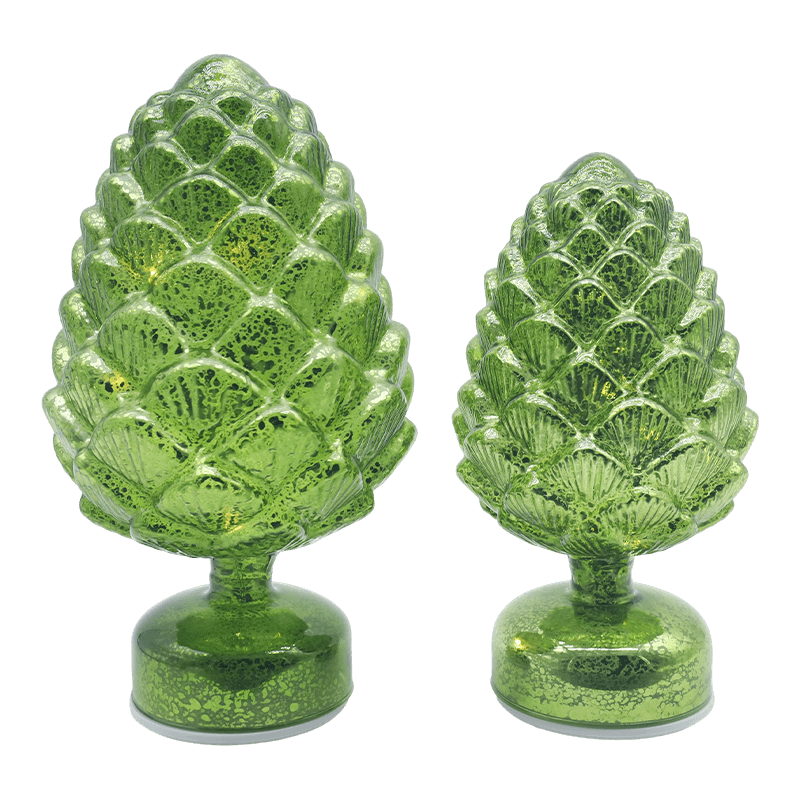 15×28 cm e 11×22 cm Pinha Natal Vidro Giratório LED Decoração de mesa