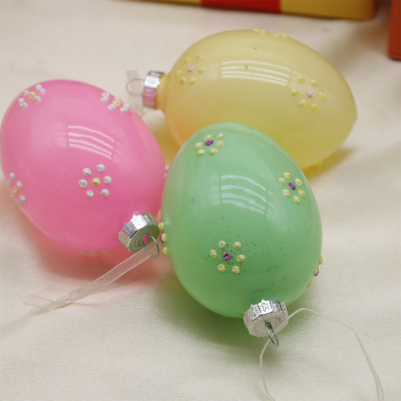 Conjunto de decoração de ovo de vidro de Páscoa de 6 * 8 cm