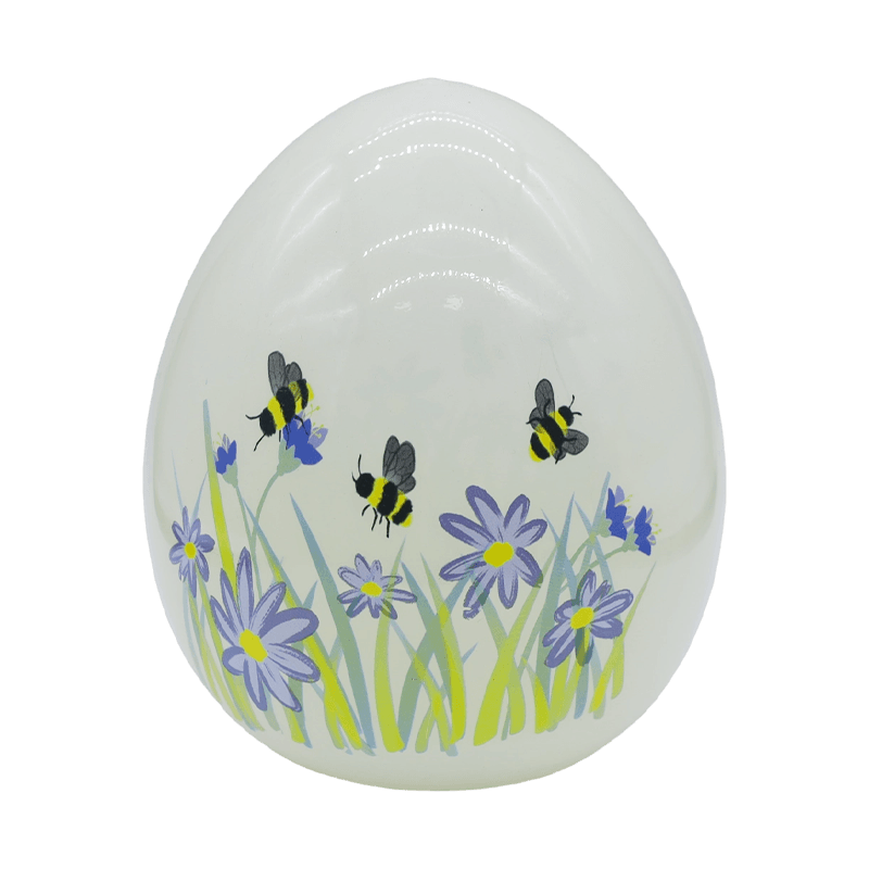 Ornamento de ovo de vidro pintado à mão de Páscoa LED de 9 * 16 cm