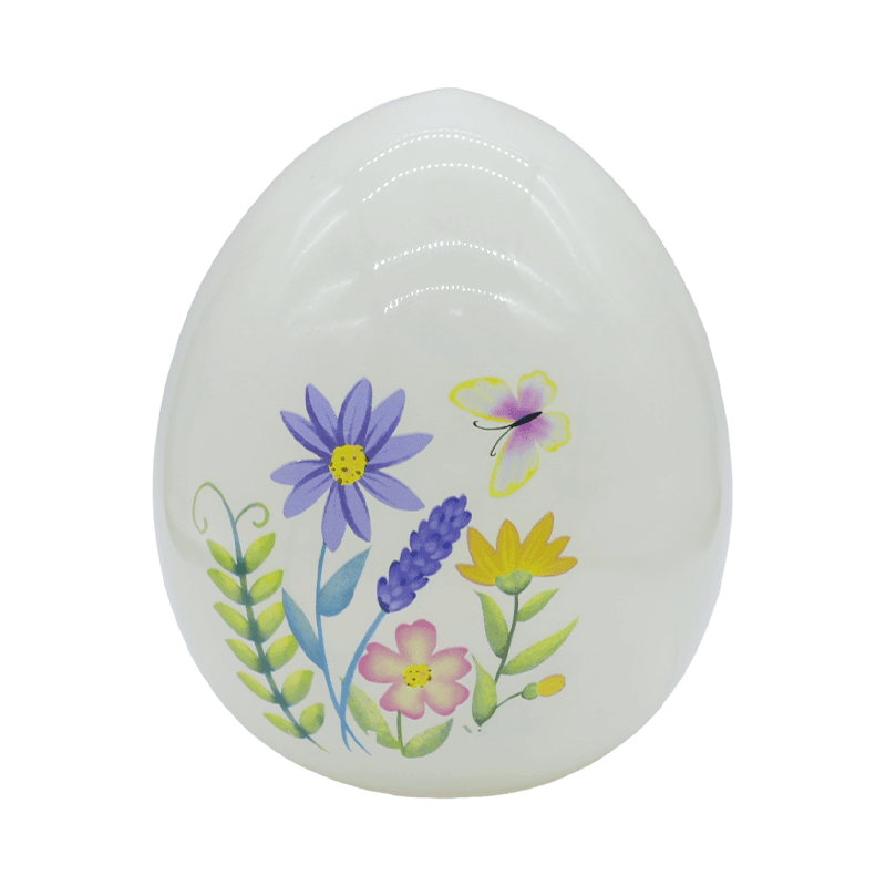 Ornamento de ovo de vidro pintado à mão de Páscoa LED de 9 * 16 cm