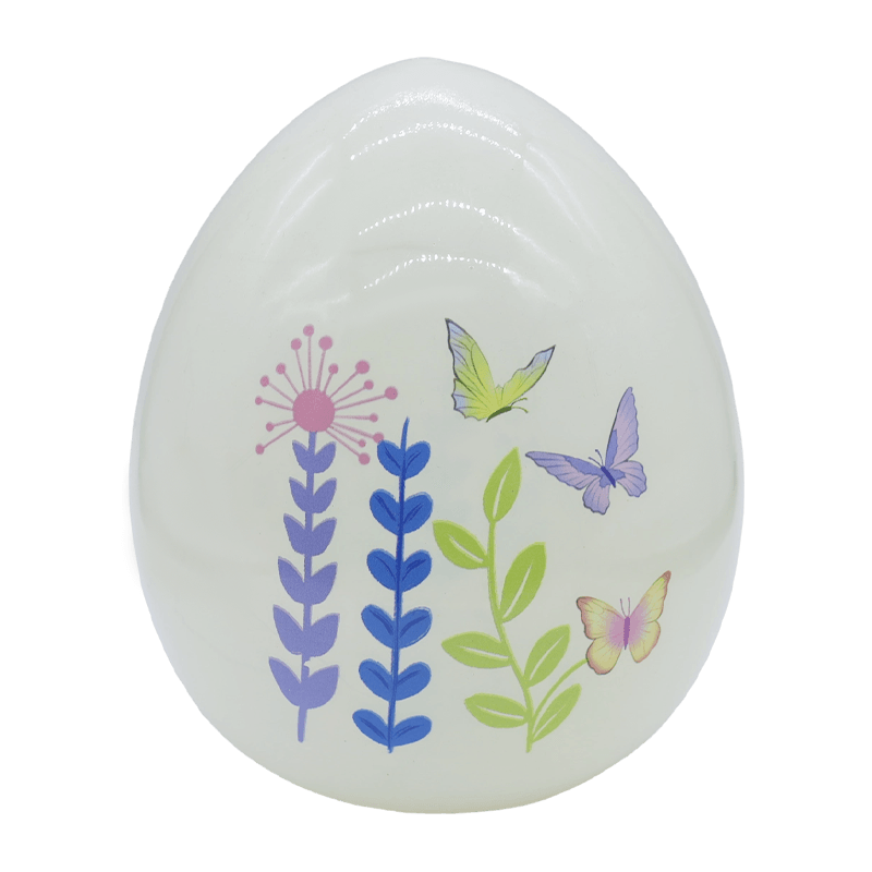 Ornamento de ovo de vidro pintado à mão de Páscoa LED de 9 * 16 cm