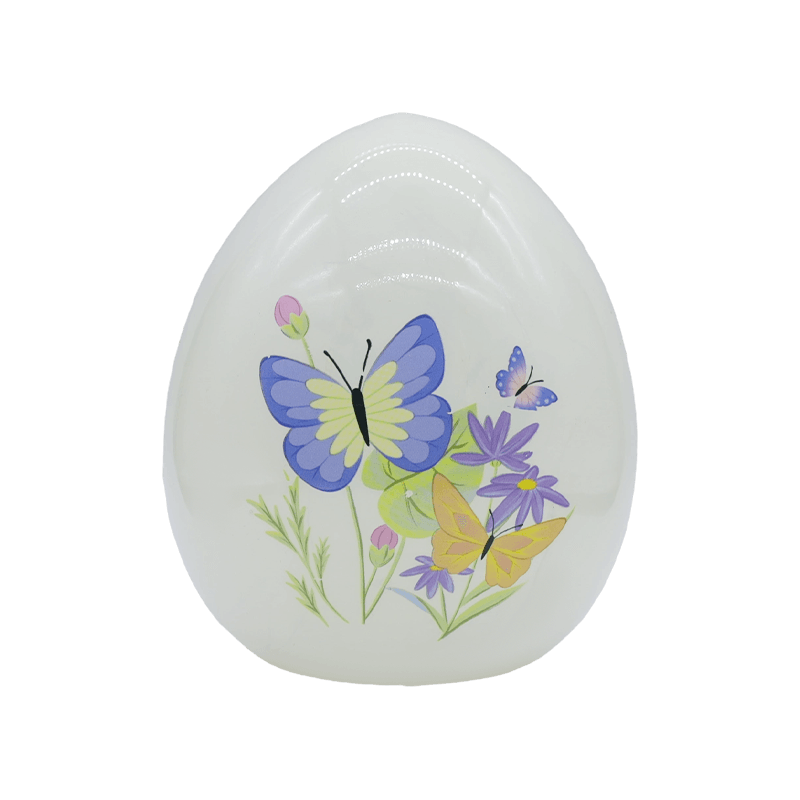 Ornamento de ovo de vidro pintado à mão de Páscoa LED de 9 * 16 cm