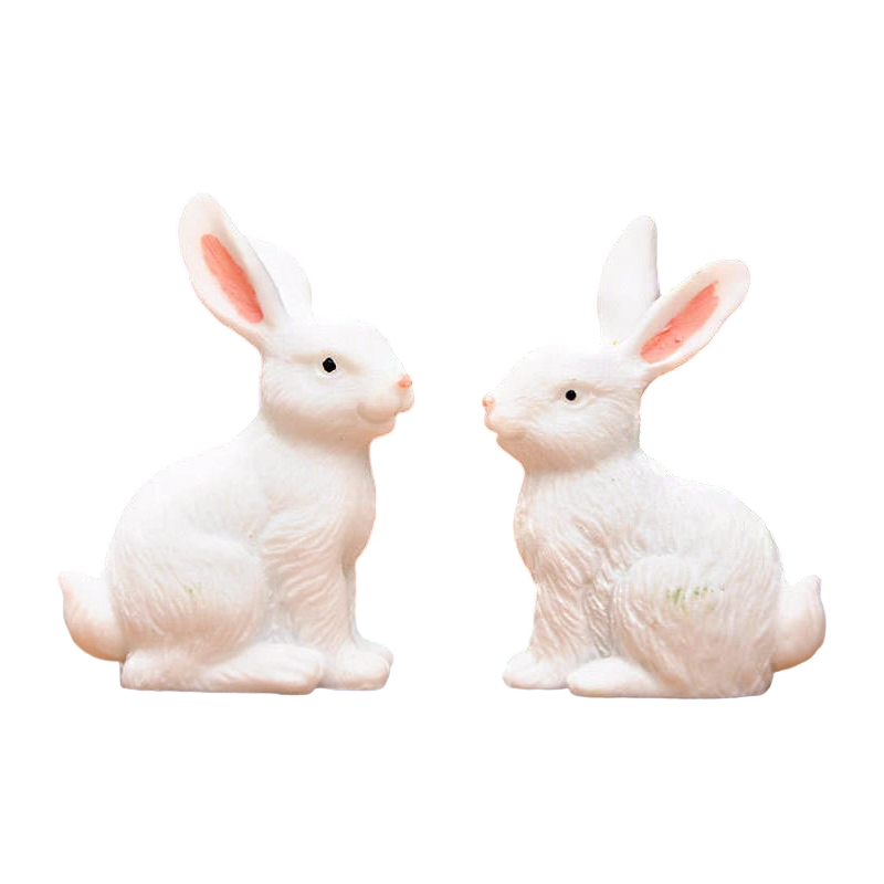 Conjunto de decoração de estatueta de coelhinho da Páscoa em resina de 8 cm