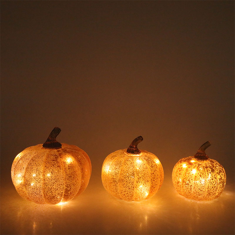 10 * 11,5 cm e 12 * 15 cm Halloween LED lâmpada de abóbora de vidro ornamento de mesa