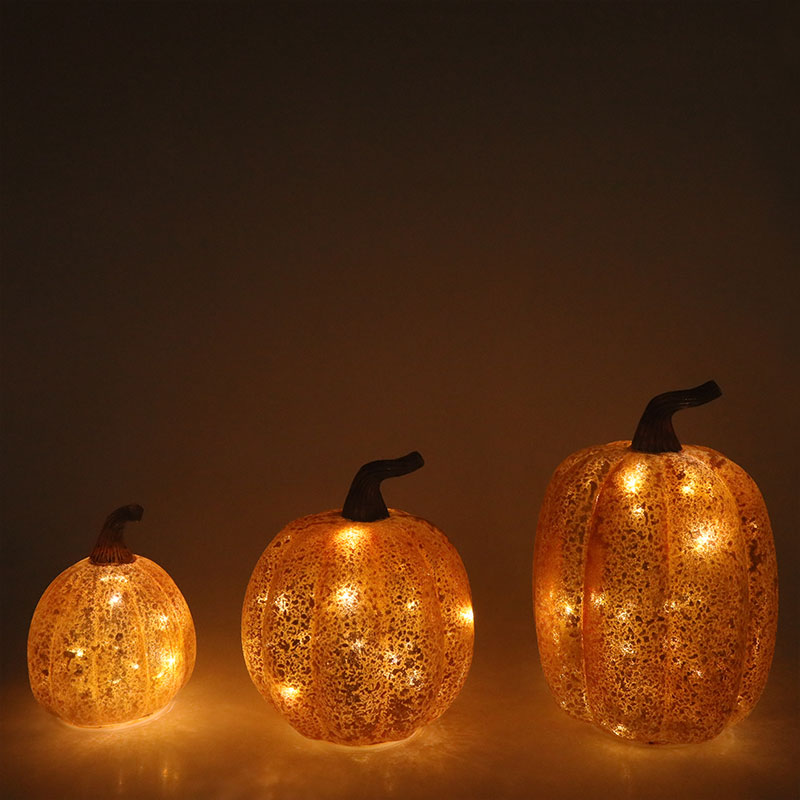 10 * 11,5 cm e 12 * 15 cm Halloween LED lâmpada de abóbora de vidro ornamento de mesa
